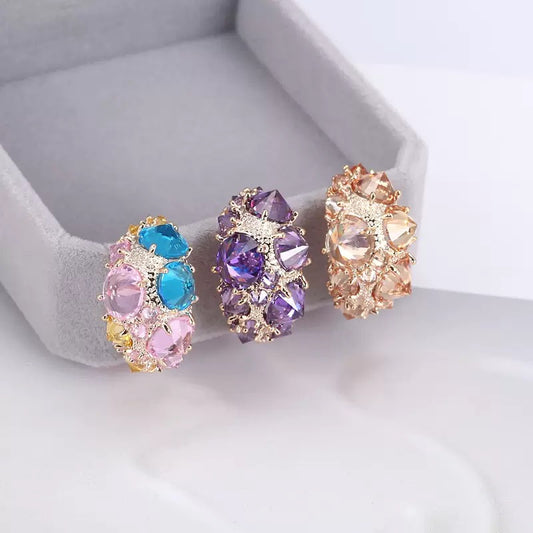#199 Design Crystal Stud Earrings - 18K Gold Plated | Bo Cheng Jewelry