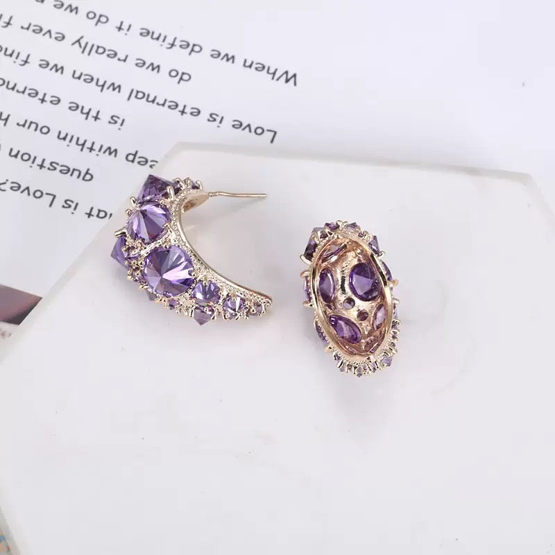 #199 Design Crystal Stud Earrings - 18K Gold Plated | Bo Cheng Jewelry