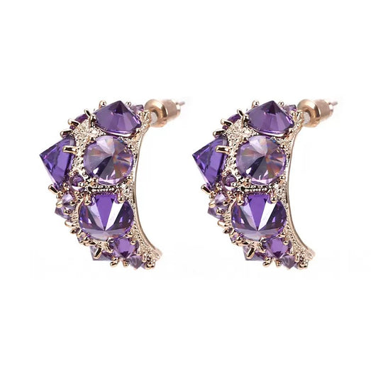 #199 Design Crystal Stud Earrings - 18K Gold Plated | Bo Cheng Jewelry