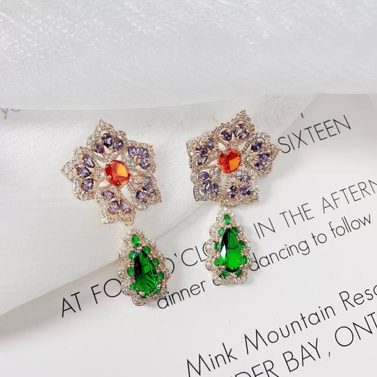 #203 Fashion Colorful Zircon Ear Accessories - 18K Gold Plated | Bo Cheng Jewelry