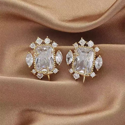 #206 Simulated Diamond Micro-set Ear Accessories - 18K Gold Plated | Bo Cheng Jewelry