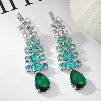 #229 Design Cubic Zirconia Drop Earrings - 18K Gold Plated | Bo Cheng Jewelry