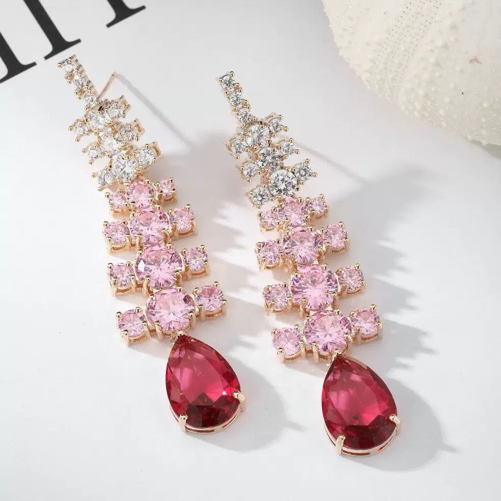#229 Design Cubic Zirconia Drop Earrings - 18K Gold Plated | Bo Cheng Jewelry