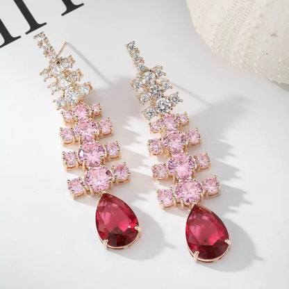 #229 Design Cubic Zirconia Drop Earrings - 18K Gold Plated | Bo Cheng Jewelry