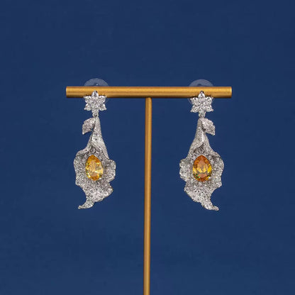 #230 Design Simulated Diamond Trendy Drop Earrings - 18K Gold Plated | Bo Cheng Jewelry