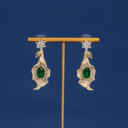 #230 Design Simulated Diamond Trendy Drop Earrings - 18K Gold Plated | Bo Cheng Jewelry