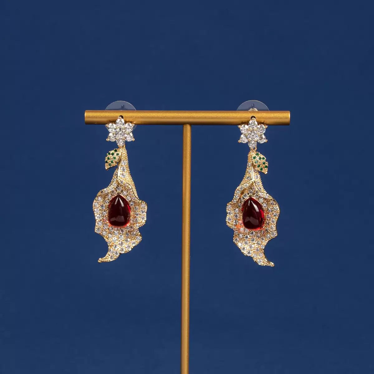 #230 Design Simulated Diamond Trendy Drop Earrings - 18K Gold Plated | Bo Cheng Jewelry