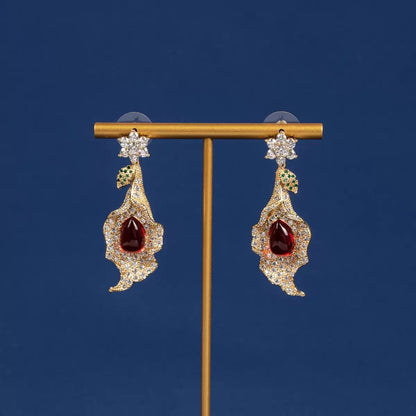 #230 Design Simulated Diamond Trendy Drop Earrings - 18K Gold Plated | Bo Cheng Jewelry