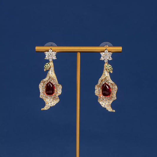 #230 Design Simulated Diamond Trendy Drop Earrings - 18K Gold Plated | Bo Cheng Jewelry