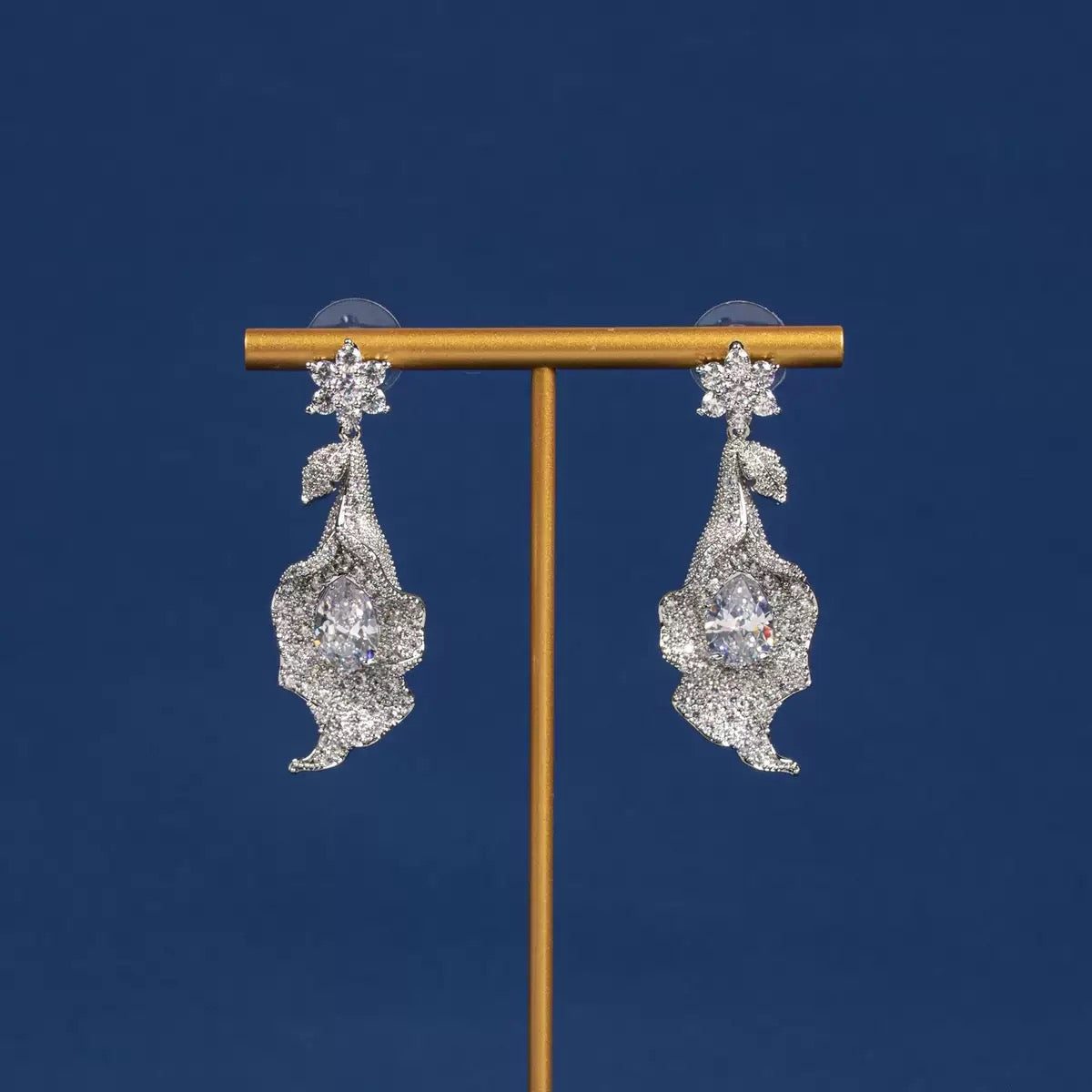 #230 Design Simulated Diamond Trendy Drop Earrings - 18K Gold Plated | Bo Cheng Jewelry