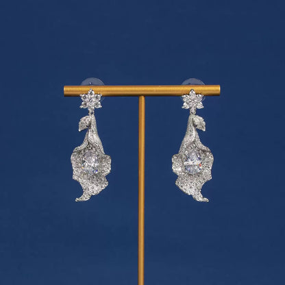 #230 Design Simulated Diamond Trendy Drop Earrings - 18K Gold Plated | Bo Cheng Jewelry