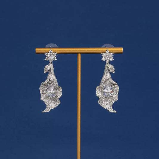 #230 Design Simulated Diamond Trendy Drop Earrings - 18K Gold Plated | Bo Cheng Jewelry