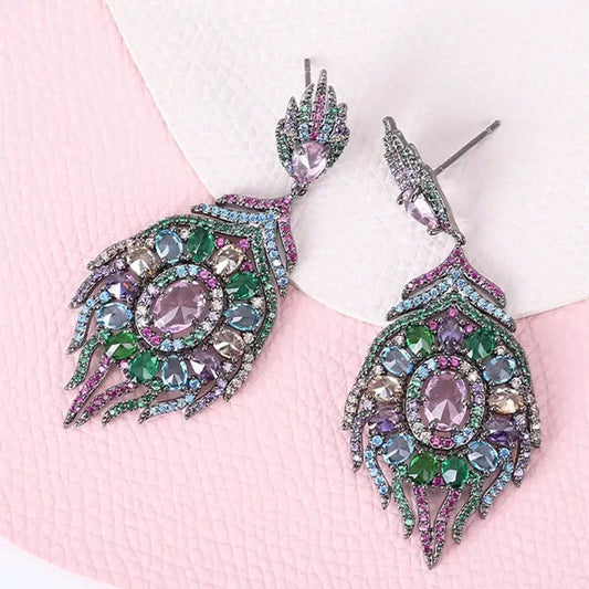 #233 Crystal Fashion Earrings - 18K Gold Plated | Bo Cheng Jewelry