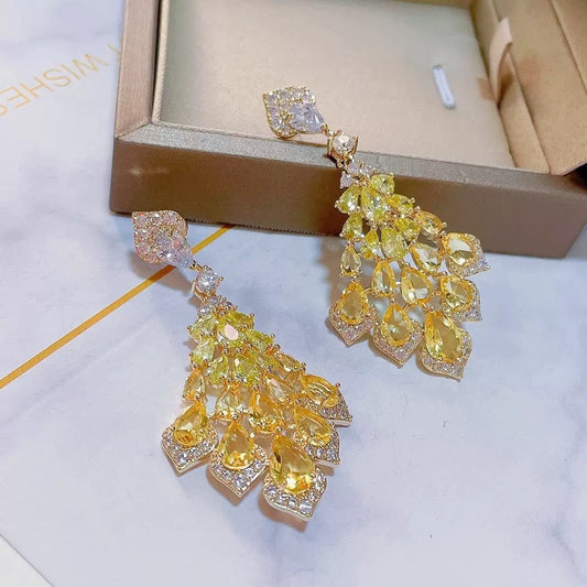 #242 Exquisite Cubic Zirconia Stud Earrings - 18K Gold Plated | Bo Cheng Jewelry