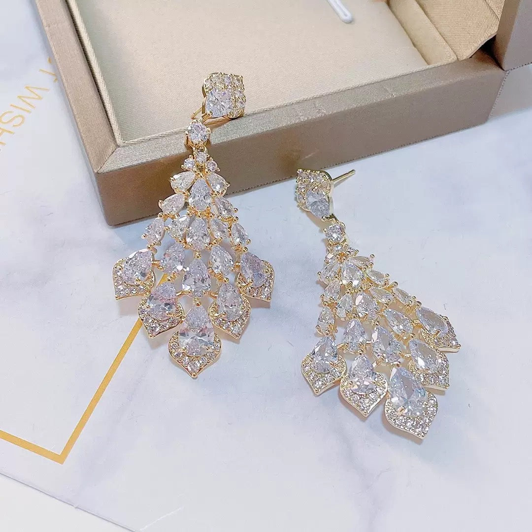 #242 Exquisite Cubic Zirconia Stud Earrings - 18K Gold Plated | Bo Cheng Jewelry