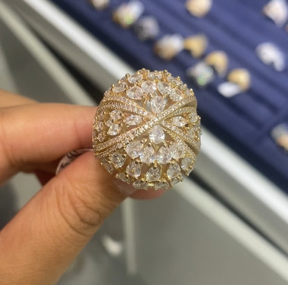 Exquisite cubic zirconia statement ring 18K gold plated wholesale