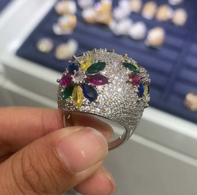 Modern chic exquisite zircon women ring 18K gold plated wholesale