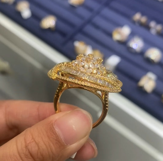 Fashion forward vintage style women ring 18K gold plated CZ wholesale