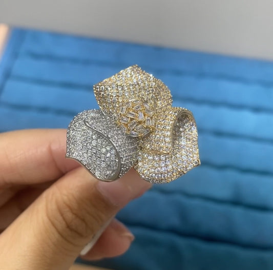 Bold statement exquisite CZ ring 18K gold plated wholesale