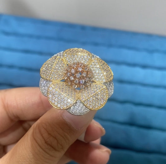 Luxury statement cubic zirconia premium women ring 18K gold plated wholesale