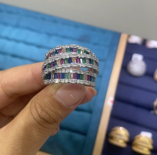 Timeless beauty design colorful zircon women ring 18K gold plated wholesale