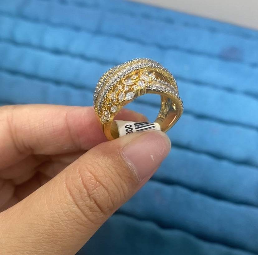 Elegant charm simulated diamond classic finger ring 18K gold plated wholesale