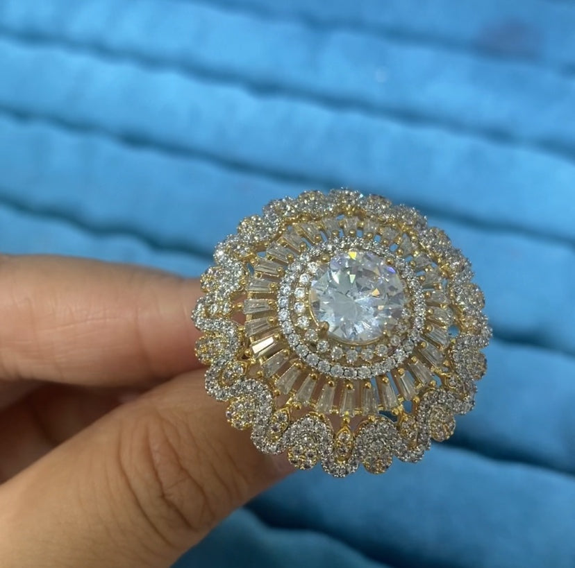 Elegant charm fashion cubic zirconia finger ring 18K gold plated wholesale