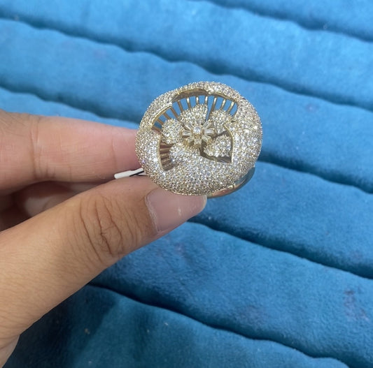 Fashion forward luxurious cubic zirconia ring 18K gold plated wholesale