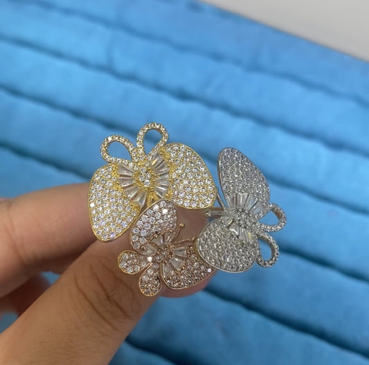 Elegant charm heavy work viral women ring 18K gold plated wholesale