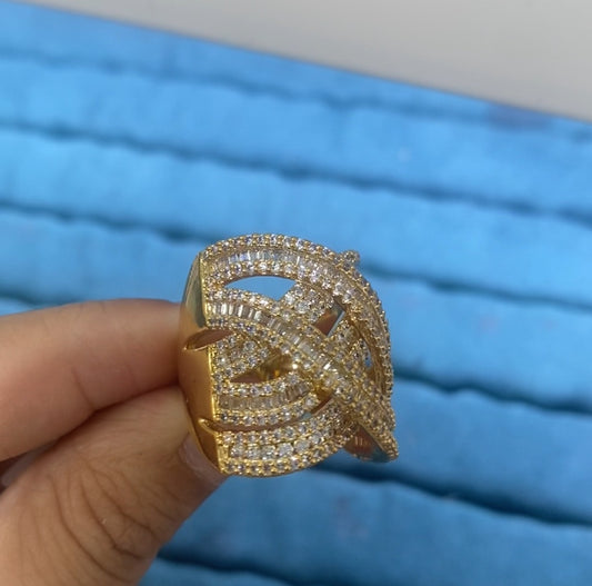 Fashion forward sparkling micro pave zircon women ring 18K gold plated wholesale