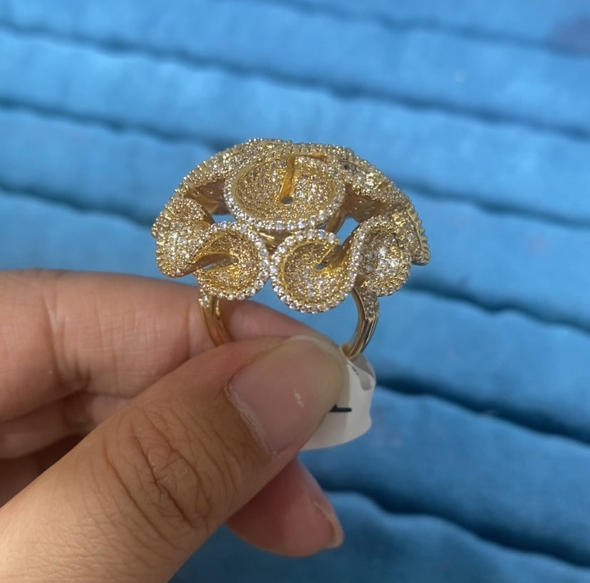 Luxury statement elegant zircon women ring 18K gold plated wholesale