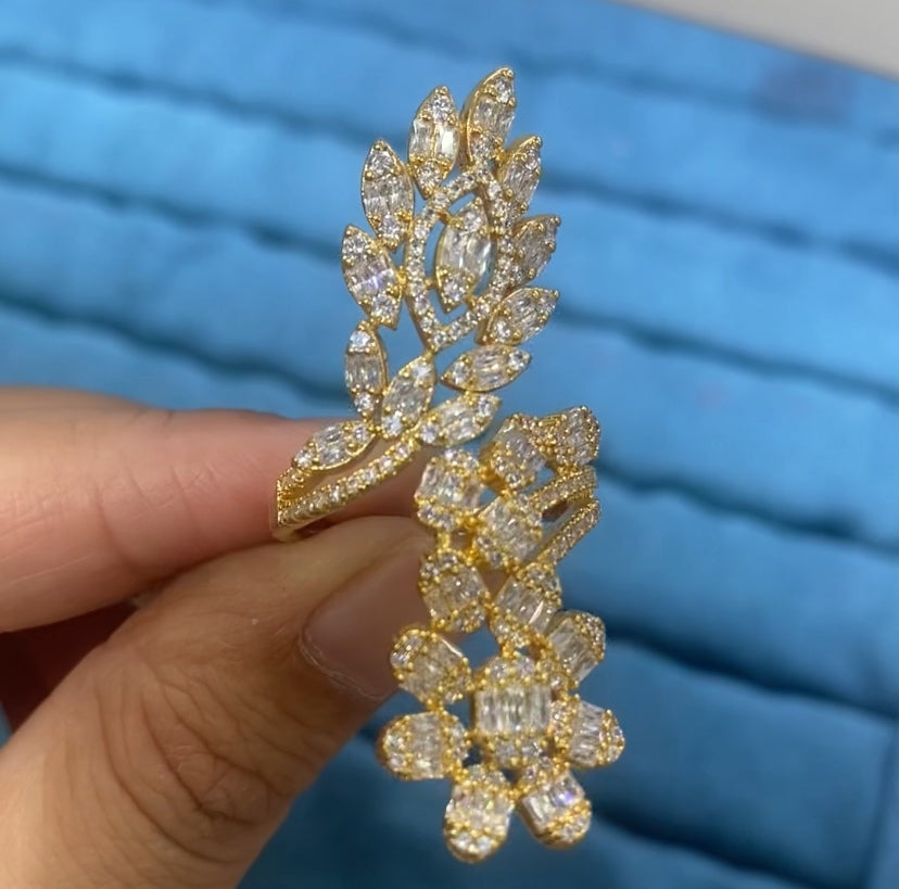 Luxury statement exquisite CZ ring 18K gold plated wholesale