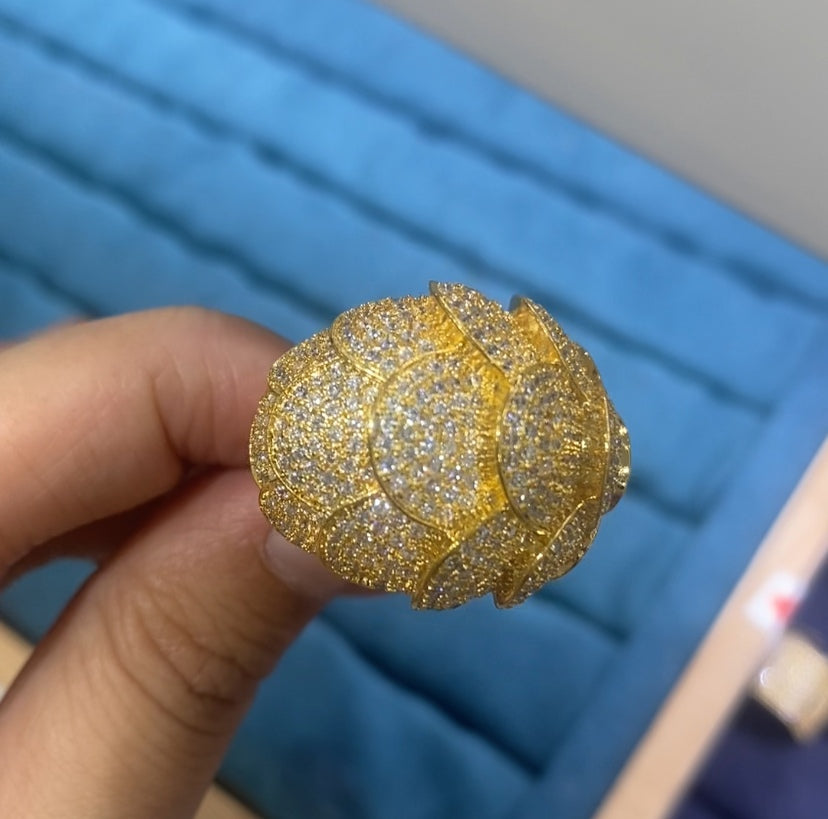 R045 "Elegant Charm" Women's Exquisite 微镶Zircon Ring - 18K Gold Plated | Bo Cheng Jewelry