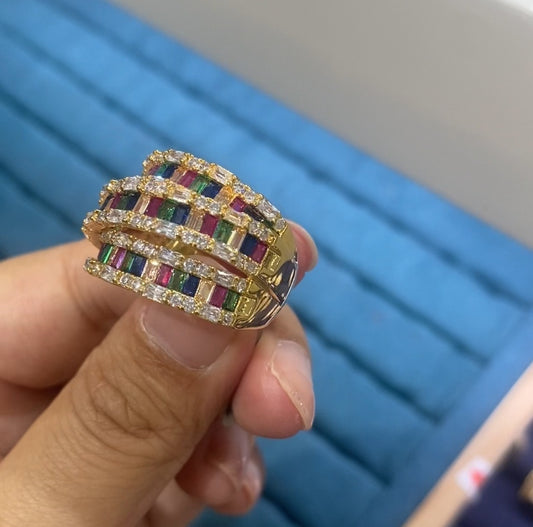 R047 Wholesale Luxury Micro-Pavé CZ Ring- 18K Gold Plated | Bo Cheng Jewelry