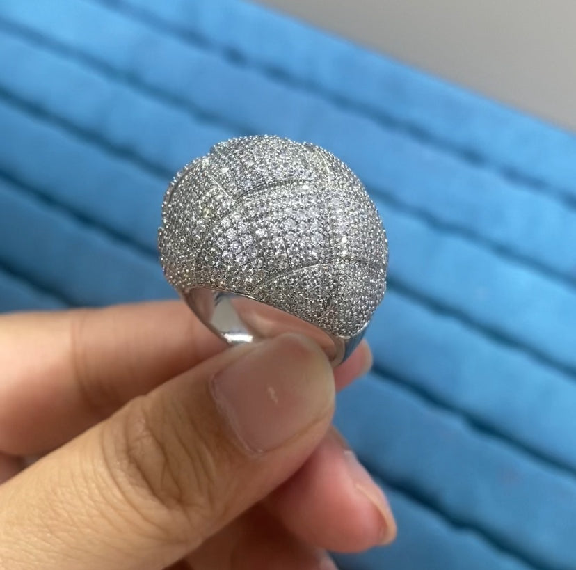R060 Massive Full Pavé CZ Dome Wide Band Ring | Gold Silver Two-Tone | 3 Colors | Bo Cheng