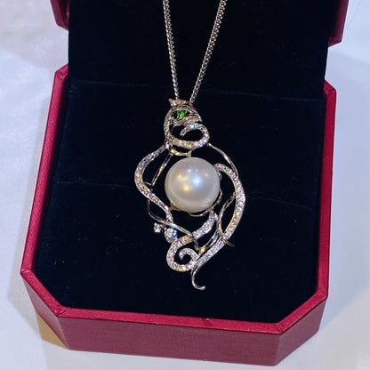 Unique Phoenix Necklace - Gold Plated with Natural Pearls