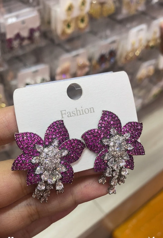 Micro pave zircon luxury stud earrings 18K gold plated wholesale