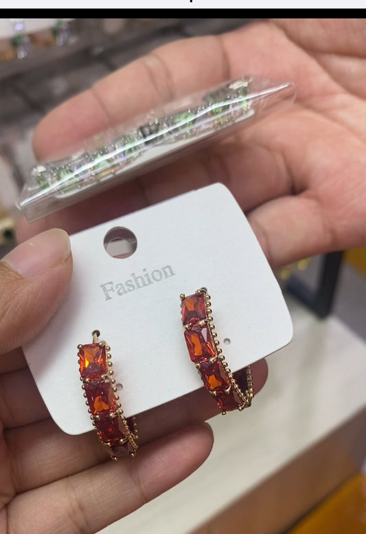 Exquisite color zircon fashion earrings 18K gold plated wholesale