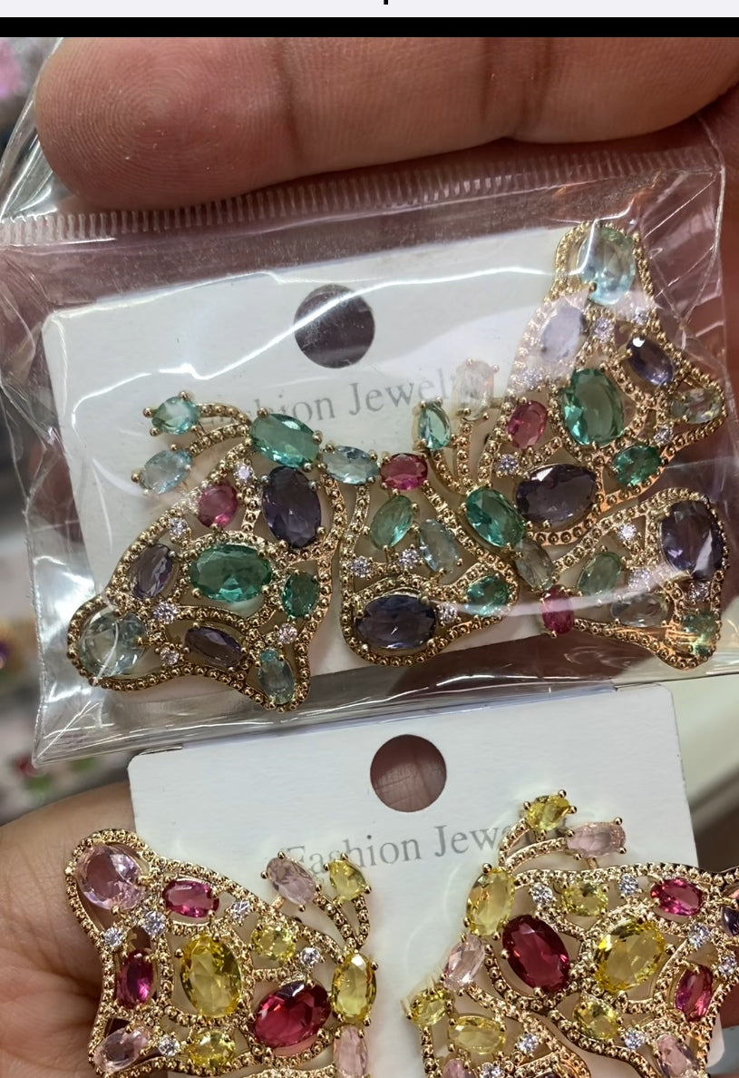 Classic crystal CZ earrings 18K gold plated wholesale