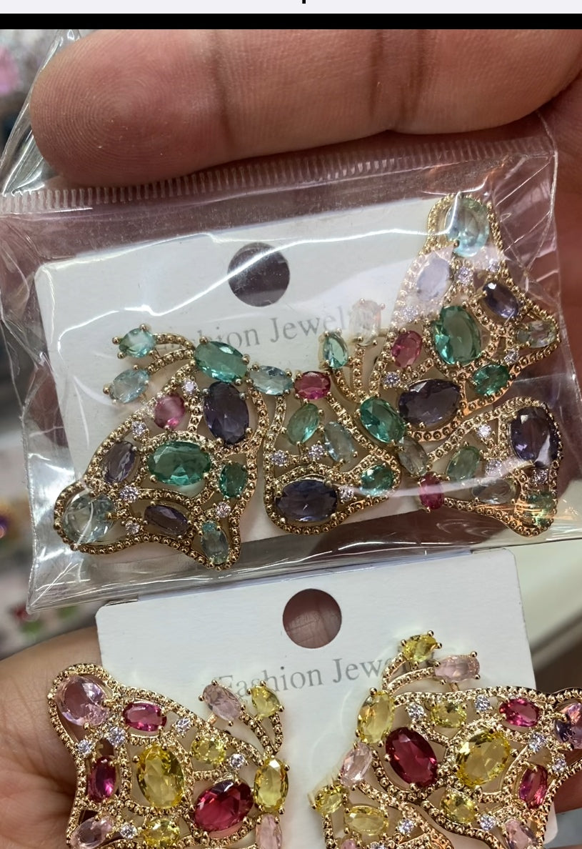 Luxury zircon drop earrings 18K gold plated CZ wholesale