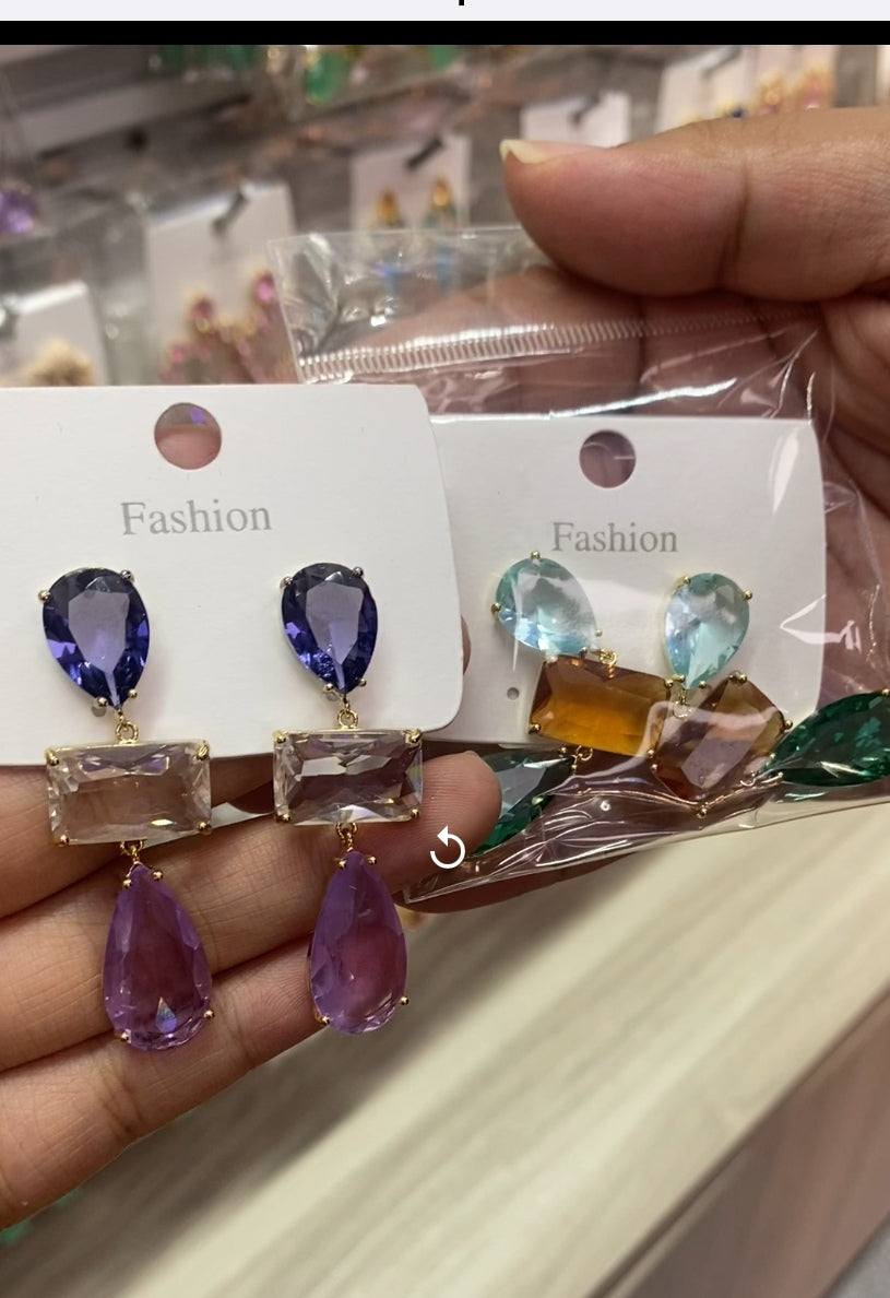 Trendy classic CZ earrings 18K gold plated wholesale