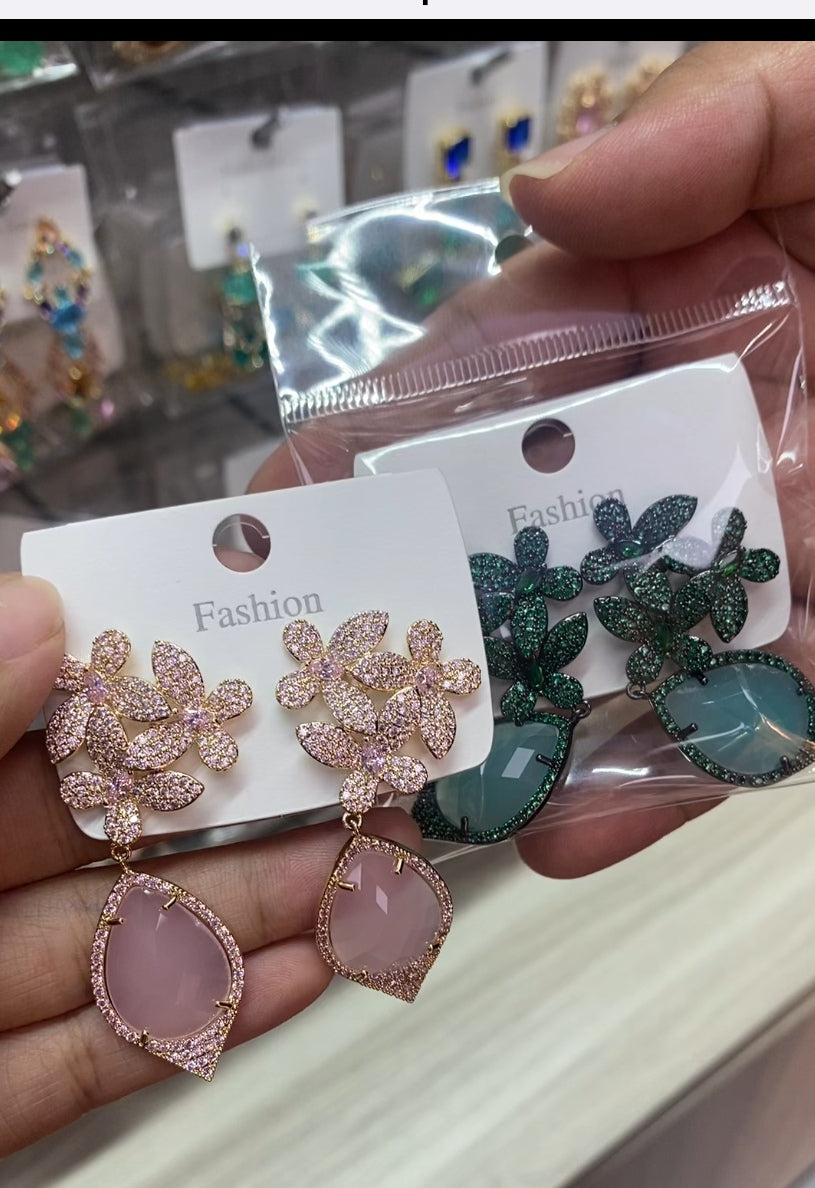 Sparkling zircon selected earrings 18K gold plated CZ wholesale
