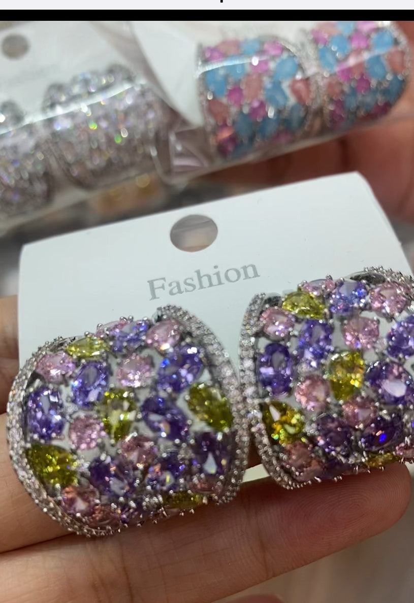 Hot fashion CZ drop earrings 18K gold plated wholesale