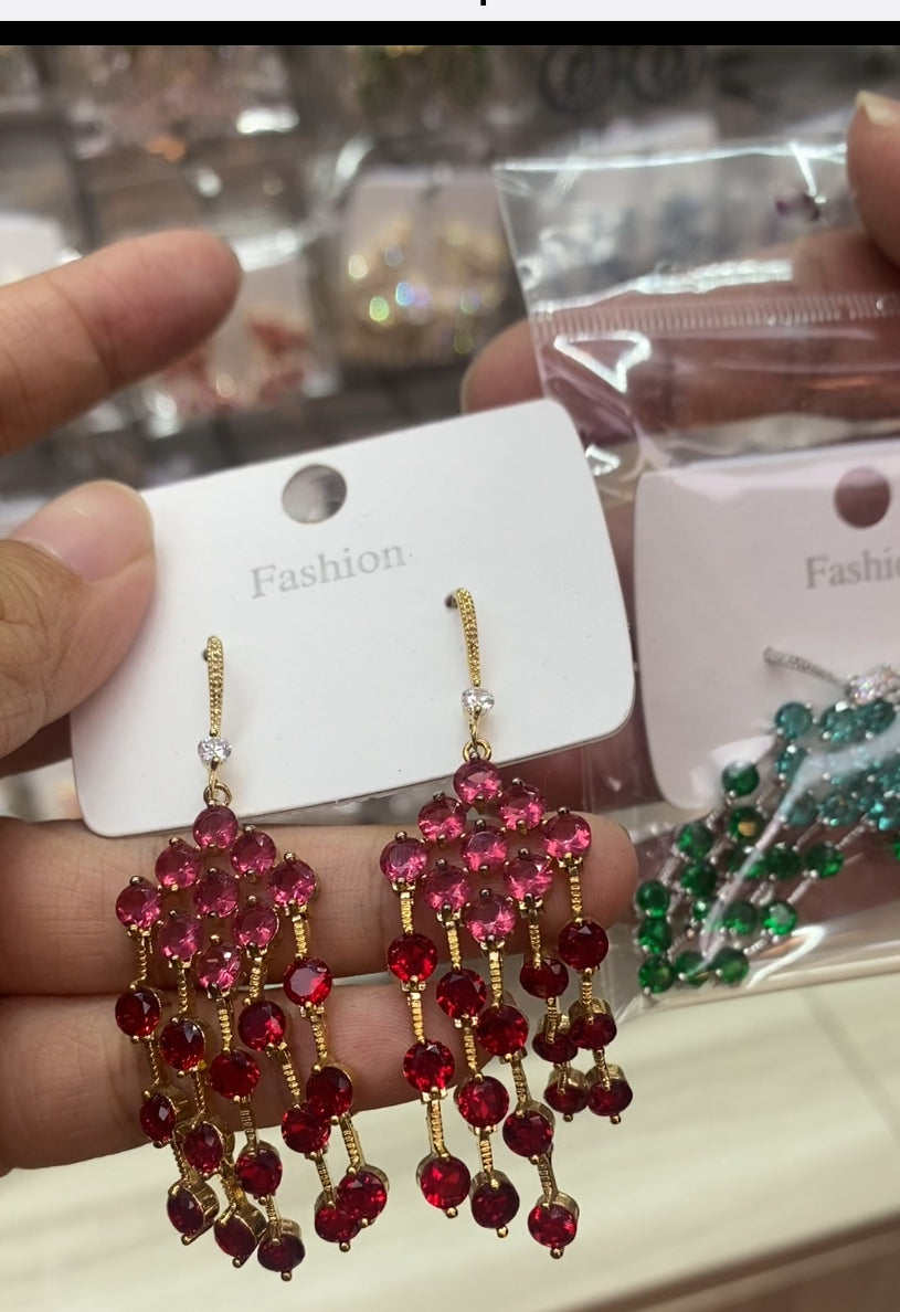 Minimalist cubic zirconia earrings 18K gold plated wholesale
