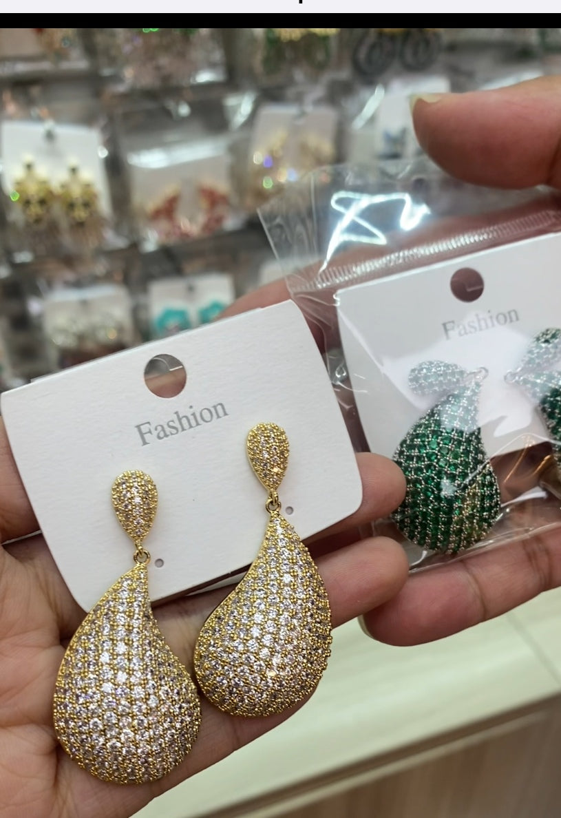 Viral fashion CZ drop earrings 18K gold plated wholesale