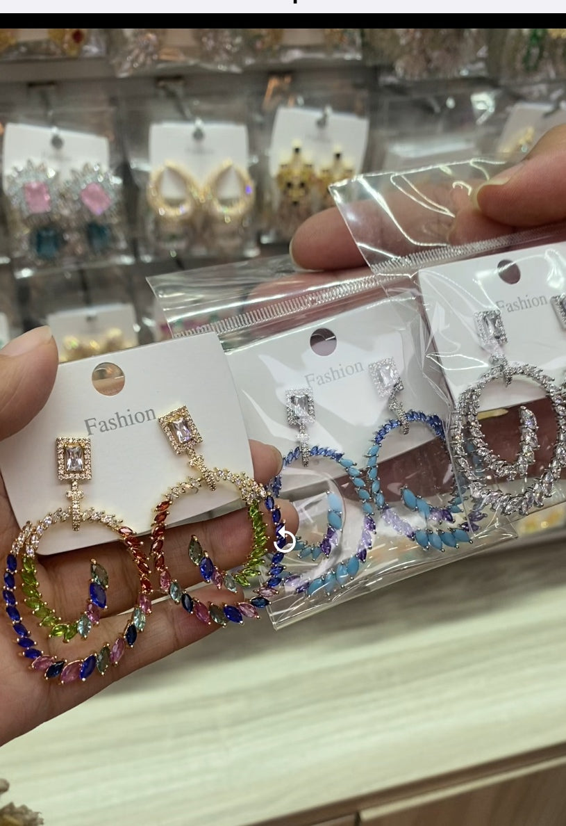 Minimalist crystal CZ ear accessories 18K gold plated wholesale