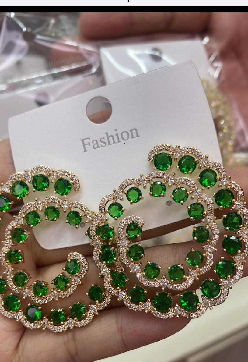 Luxury zircon trendy ear accessories 18K gold plated wholesale