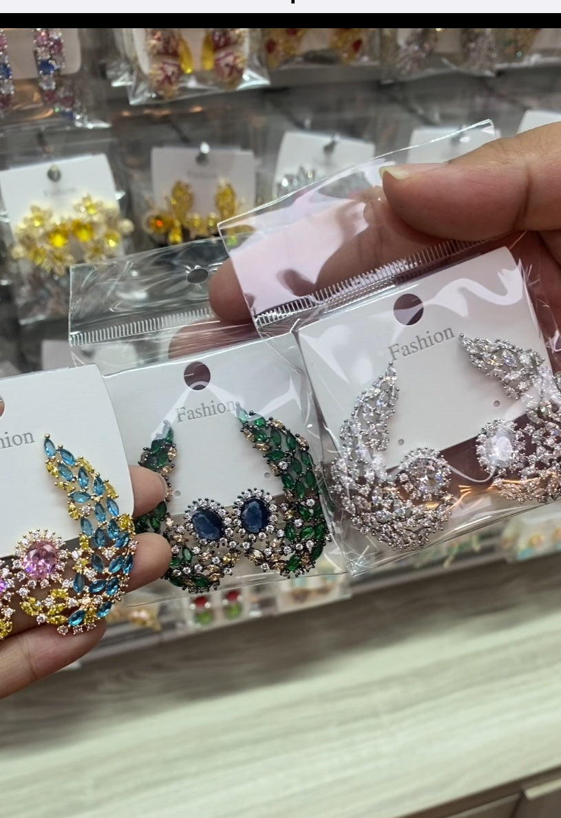 Color zircon new ear accessories 18K gold plated wholesale