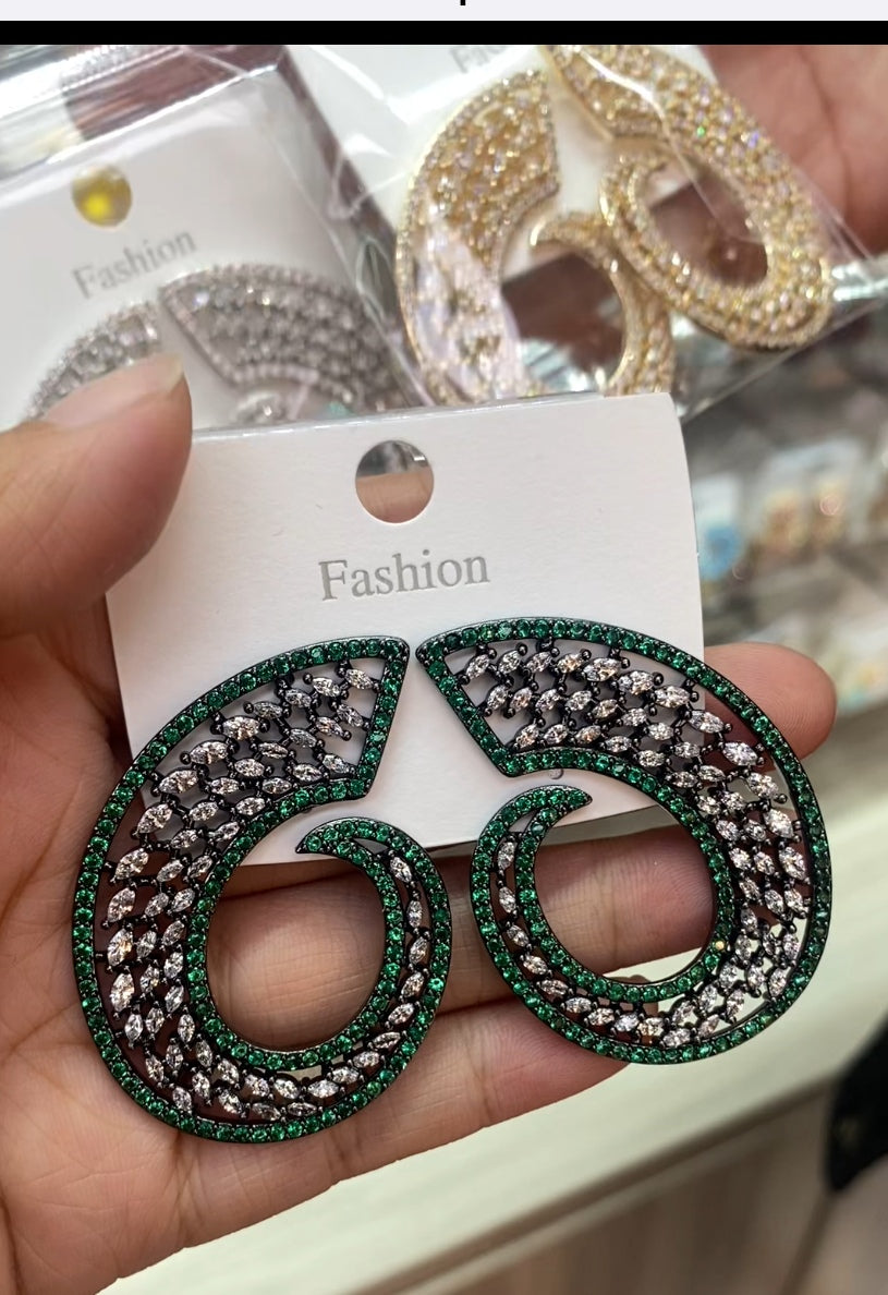 Fashion cubic zirconia earrings 18K gold plated wholesale