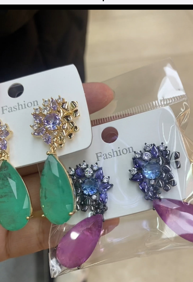Micro pave colorful zircon new stud earrings 18K gold plated wholesale